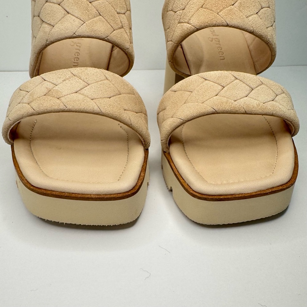 PAUL GREEN Lancy Sabbia Tan Suede Block Heel Sandals Mules Size 10 (UK 7.5) - Picture 11 of 15